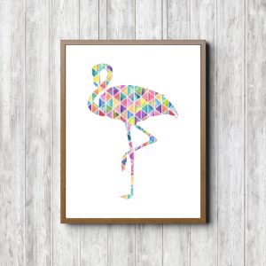 Geometric Watercolor Flamingo Silhouette