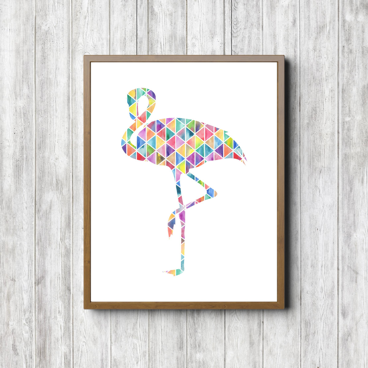 Geometric Watercolor Flamingo Silhouette