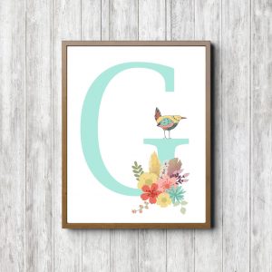Letter G - Bouquet & Bird