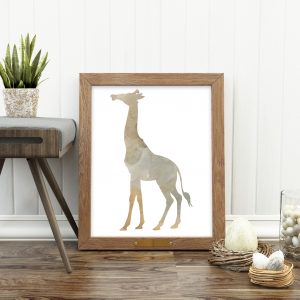 Beige Watercolor Giraffe Silhouette