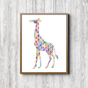 Geometric Watercolor Giraffe Silhouette