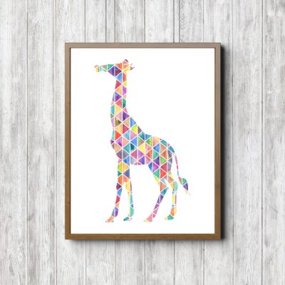 Geometric Watercolor Giraffe Silhouette