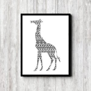 Black & White Giraffe Silhouette