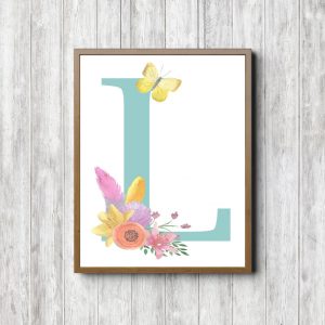 Letter L - Bouquet & Butterfly