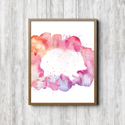 Pink Watercolor Hedgehog Silhouette