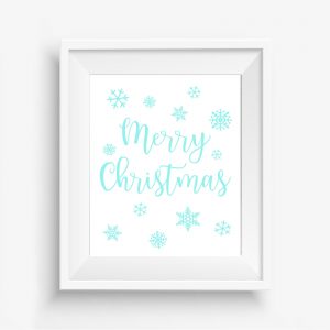 Merry Christmas Turquoise Snowflakes