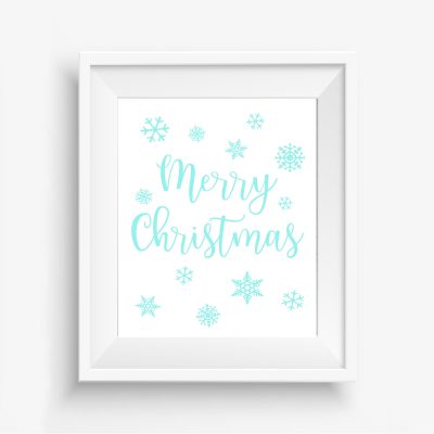 Merry Christmas Turquoise Snowflakes