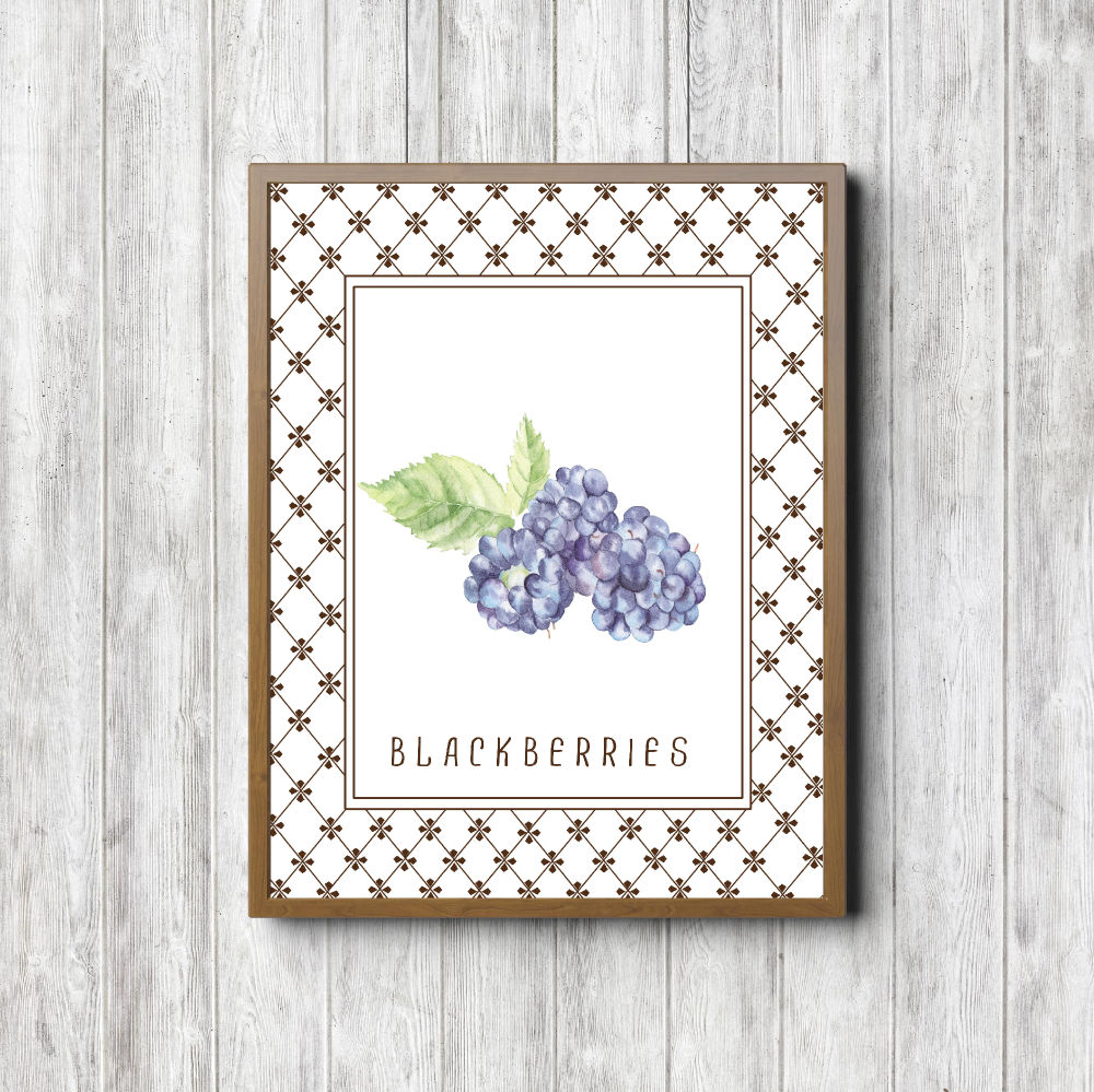 Watercolor Blackberries Kitchen Decor Printable