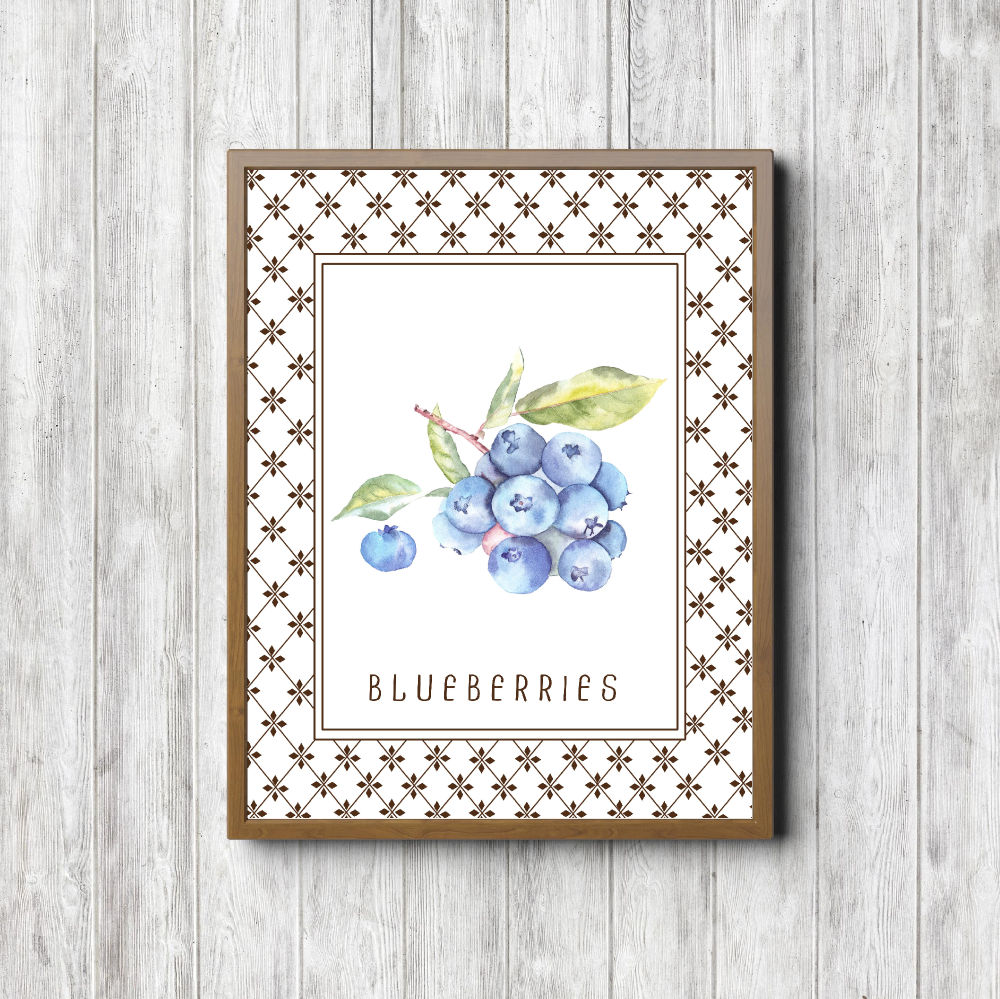 Blueberries Poster Culinary Gift Printable