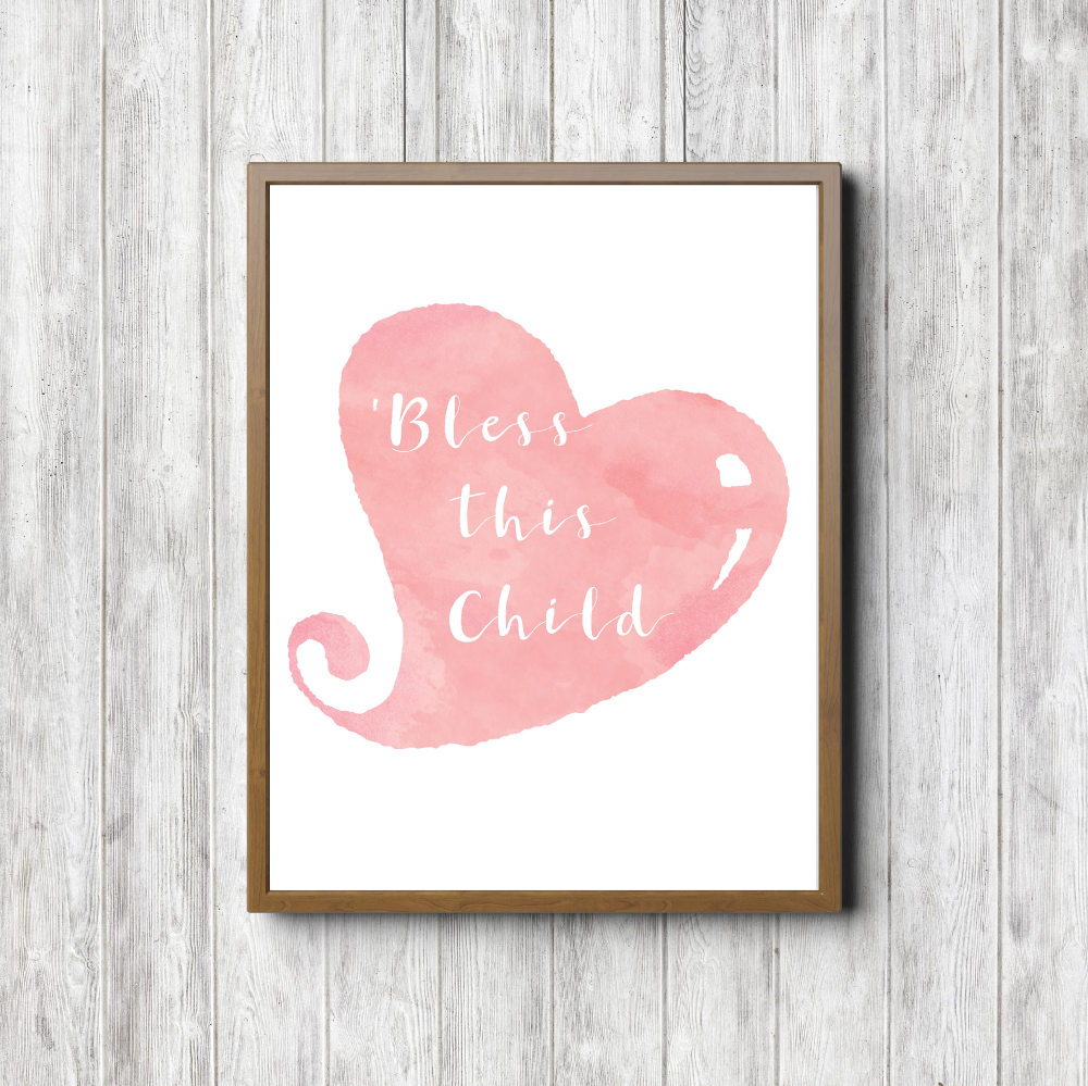 Bless This Child – Pink Heart Printable