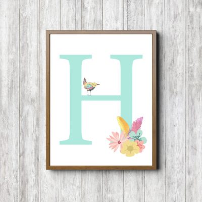 Letter H - Flowers & Bird
