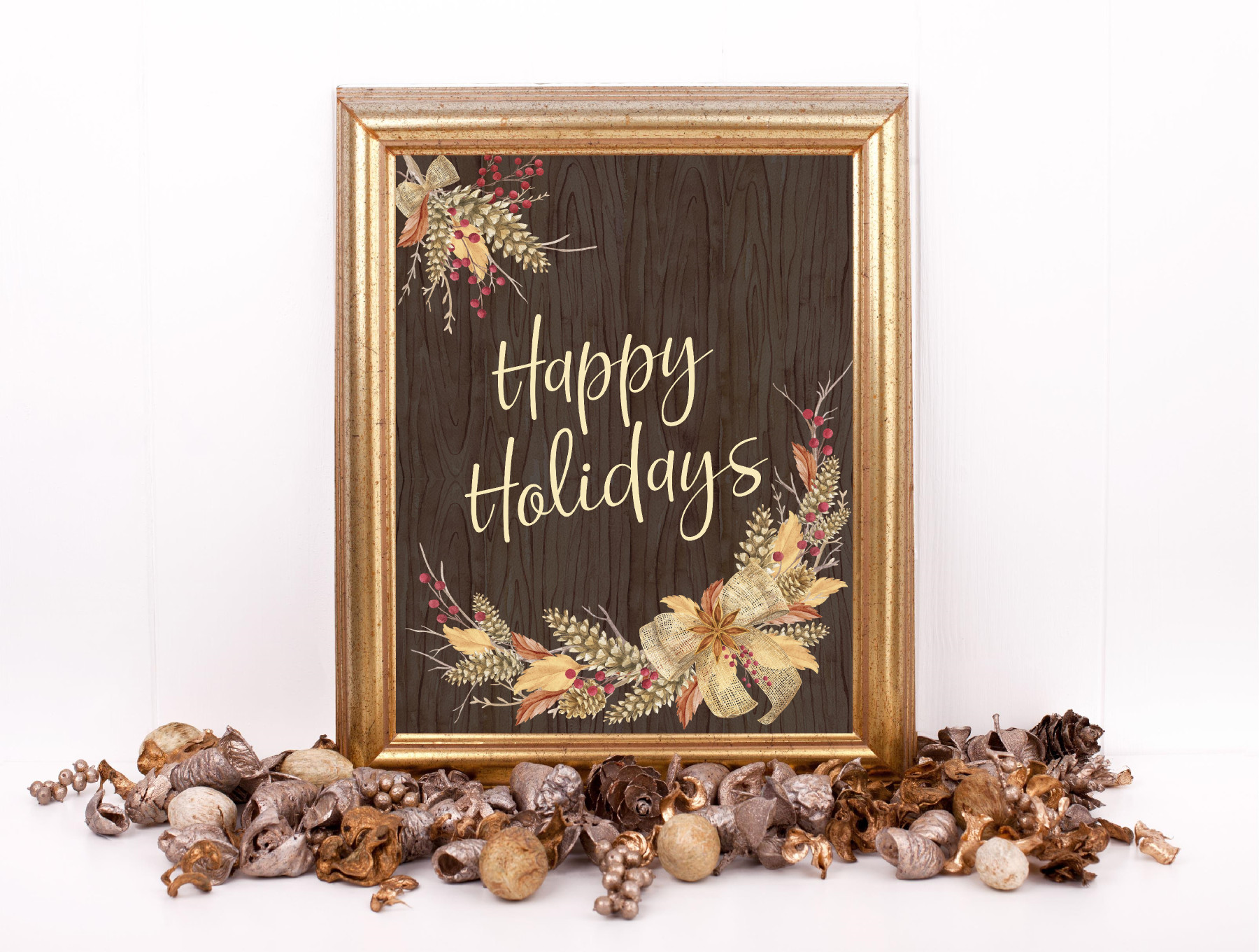 Rustic Bouquet Holiday Poster Printable