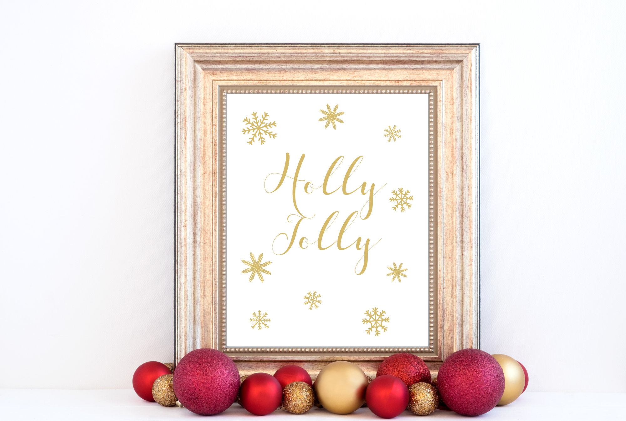 Holly Jolly Gold Snowflakes Printable