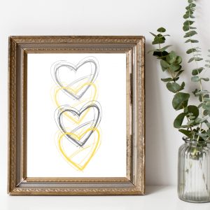 Yellow And Gray Hearts