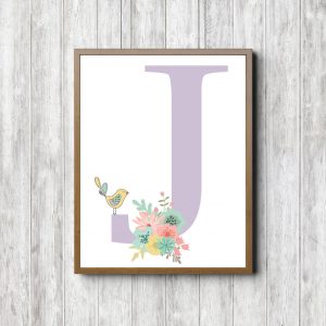 Letter J - Flowers & Bird