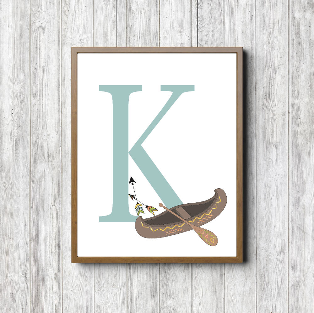 Letter K – Tribal Canoe Printable Poster