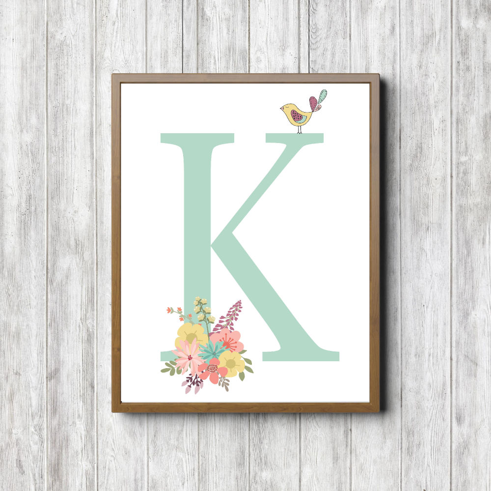 Letter K – Flowers & Bird Printable
