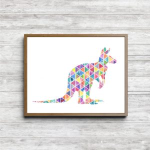 Geometric Watercolor Kangaroo Silhouette