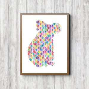 Geometric Watercolor Koala Silhouette