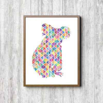 Geometric Watercolor Koala Silhouette