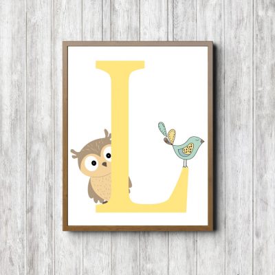 Letter L - Owl & Bird