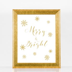 Merry And Bright Gold Snowflakes