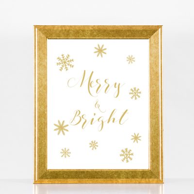 Merry And Bright Gold Snowflakes