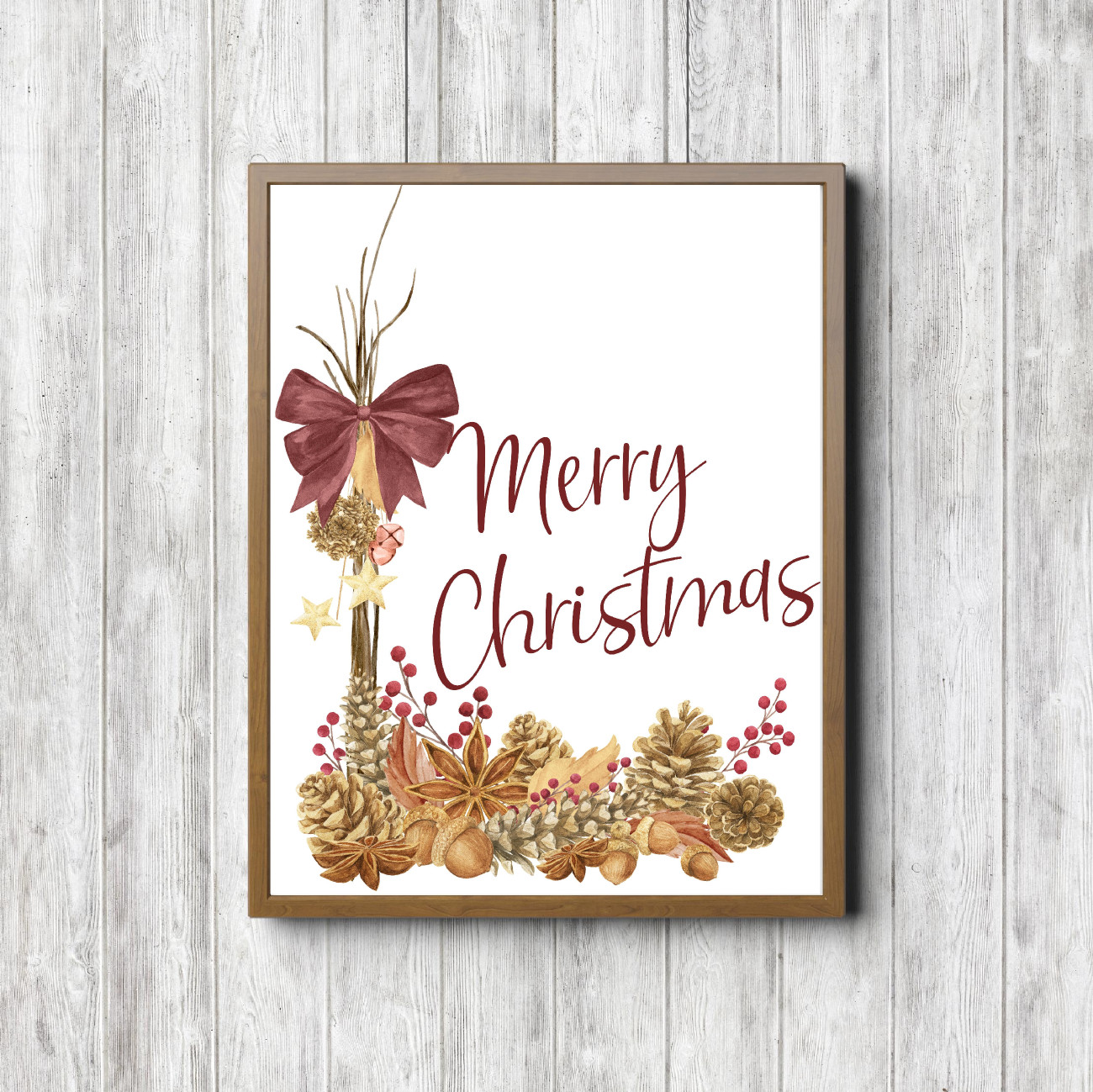 Merry Christmas Natural Bouquet Printable