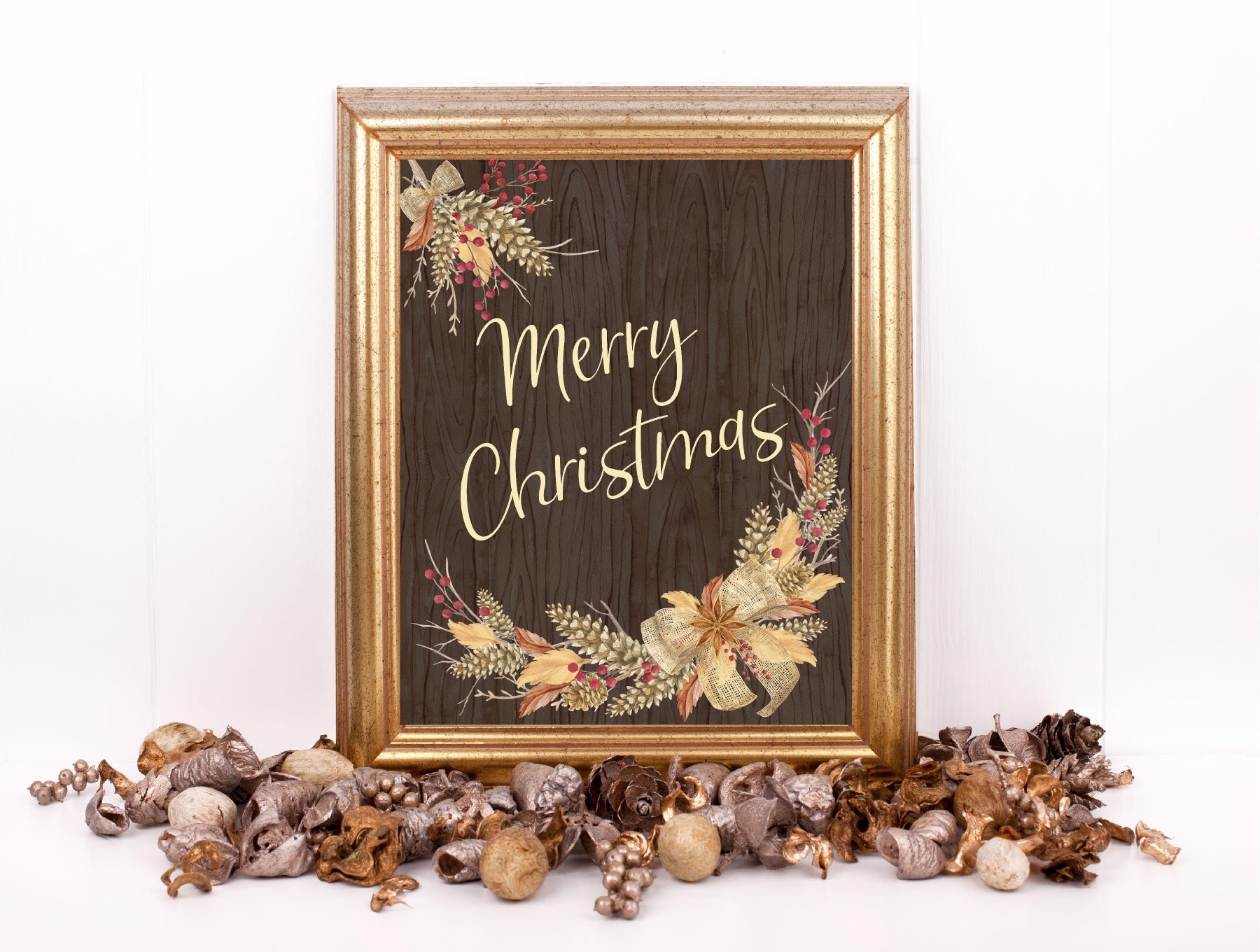 Merry Christmas Rustic Bouquet Printable