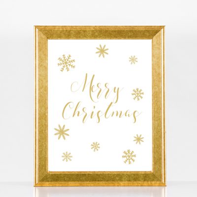 Merry Christmas Gold Snowflakes