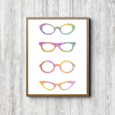Colorful Watercolor Eyewear Poster