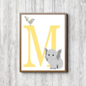 Letter M - Elephant & Bird