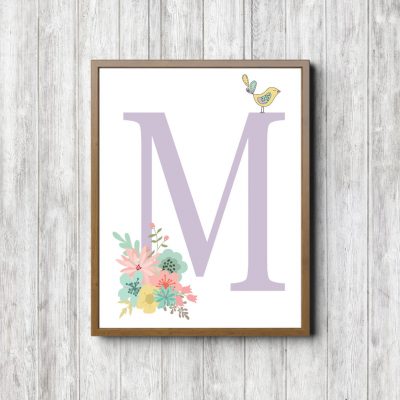 Letter M - Bouquet & Bird