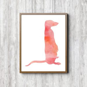 Coral Watercolor Meerkat Silhouette