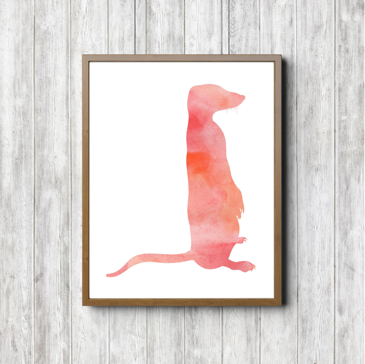 Coral Watercolor Meerkat Silhouette Printable