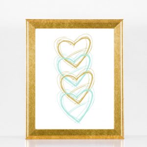 Mint And Gold Hearts