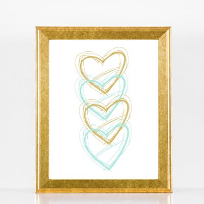 Mint And Gold Hearts