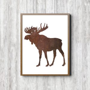 Brown Woodland Moose Silhouette