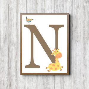 Letter N - Giraffe & Bird