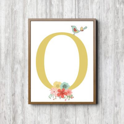 Letter O - Bouquet & Bird