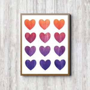 Orange & Purple Ombre Hearts