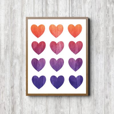 Orange & Purple Ombre Hearts
