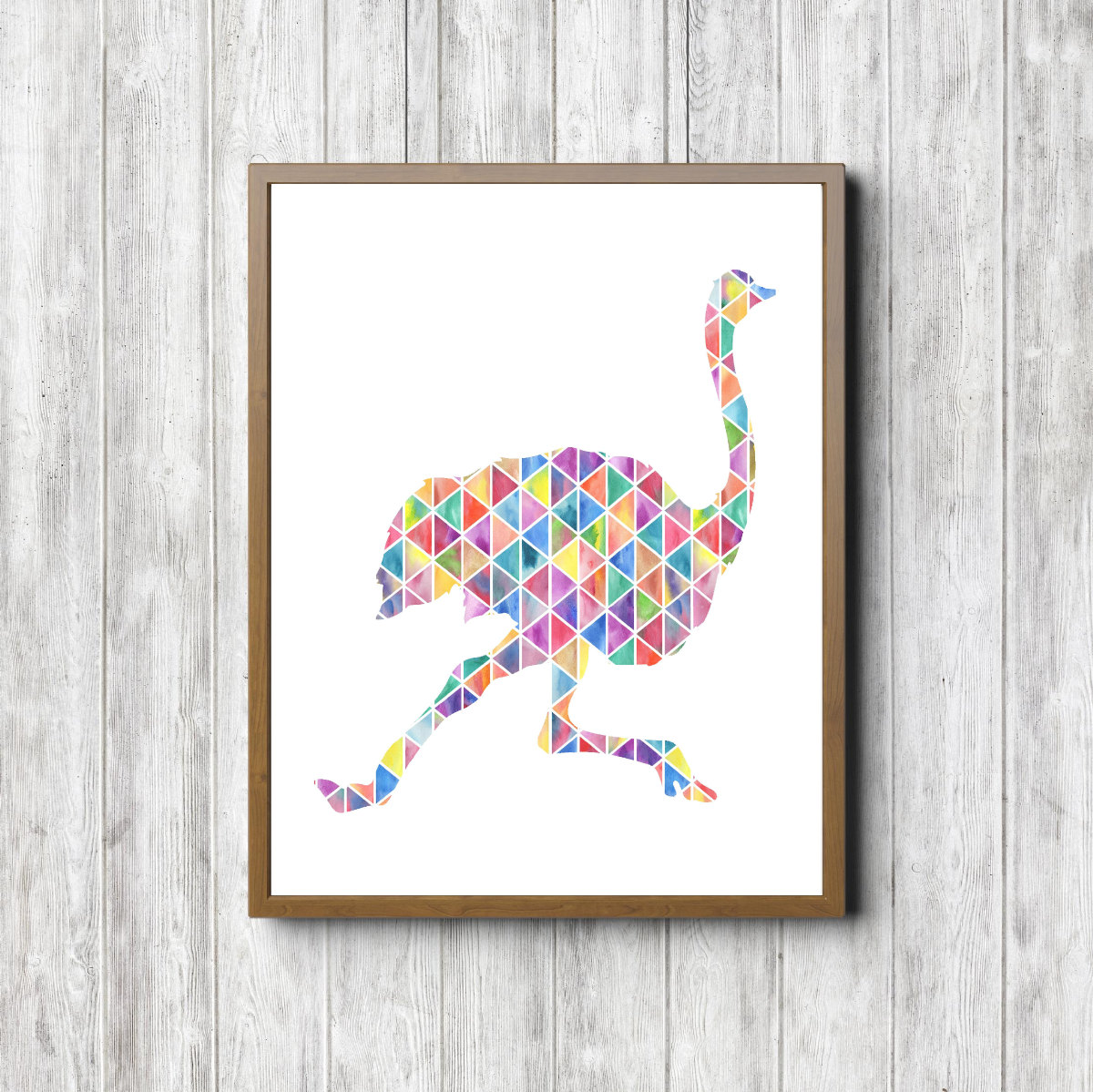 Geometric Watercolor Ostrich Silhouette Printable