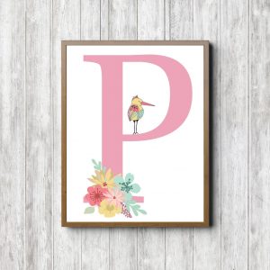 Letter P - Flowers & Bird