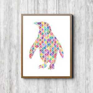 Geometric Watercolor Penguin Silhouette