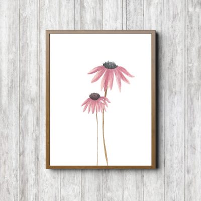 Pink Watercolor Wild Flowers
