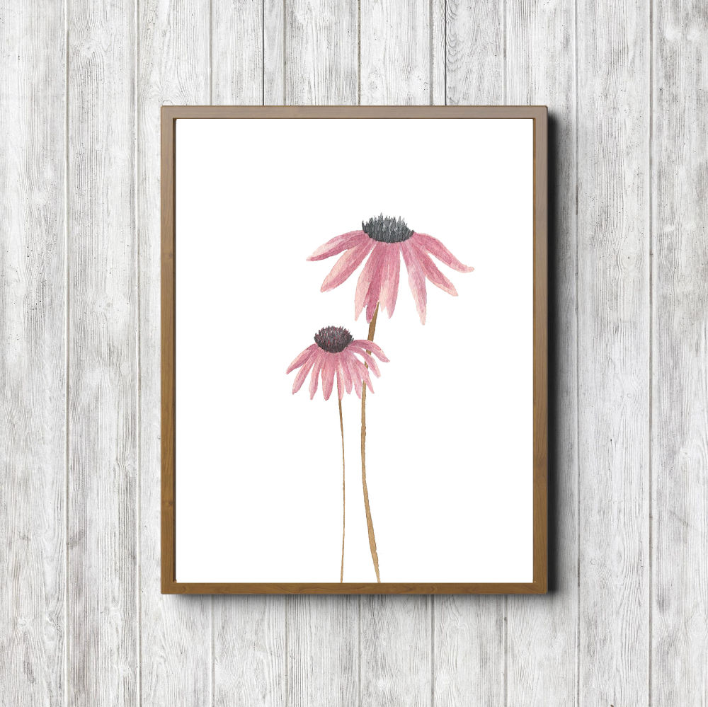 Pink Watercolor Wild Flowers Printable