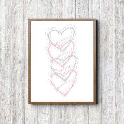 Pink And Gray Hearts