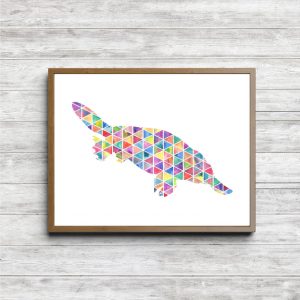 Geometric Watercolor Platypus Silhouette