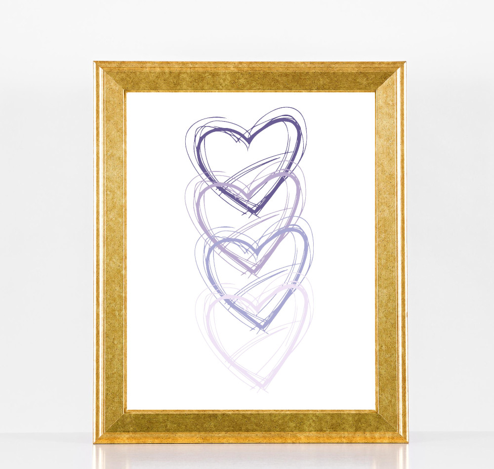 Purple Hand Drawn Hearts Printable